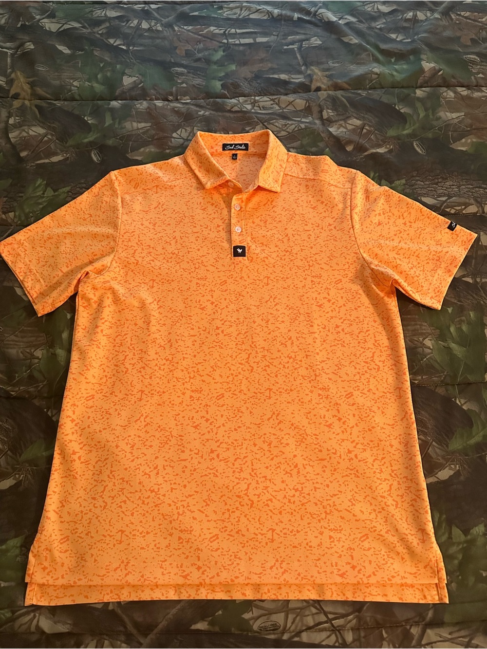 Bad Birdie Orange Printed Men's Polo